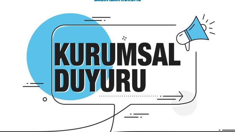 Üst kısmında Basın İlan Kurumu yazısı bulunan, megafon ve büyük harflerle Kurumsal Duyuru yazısı görülen tasarım.