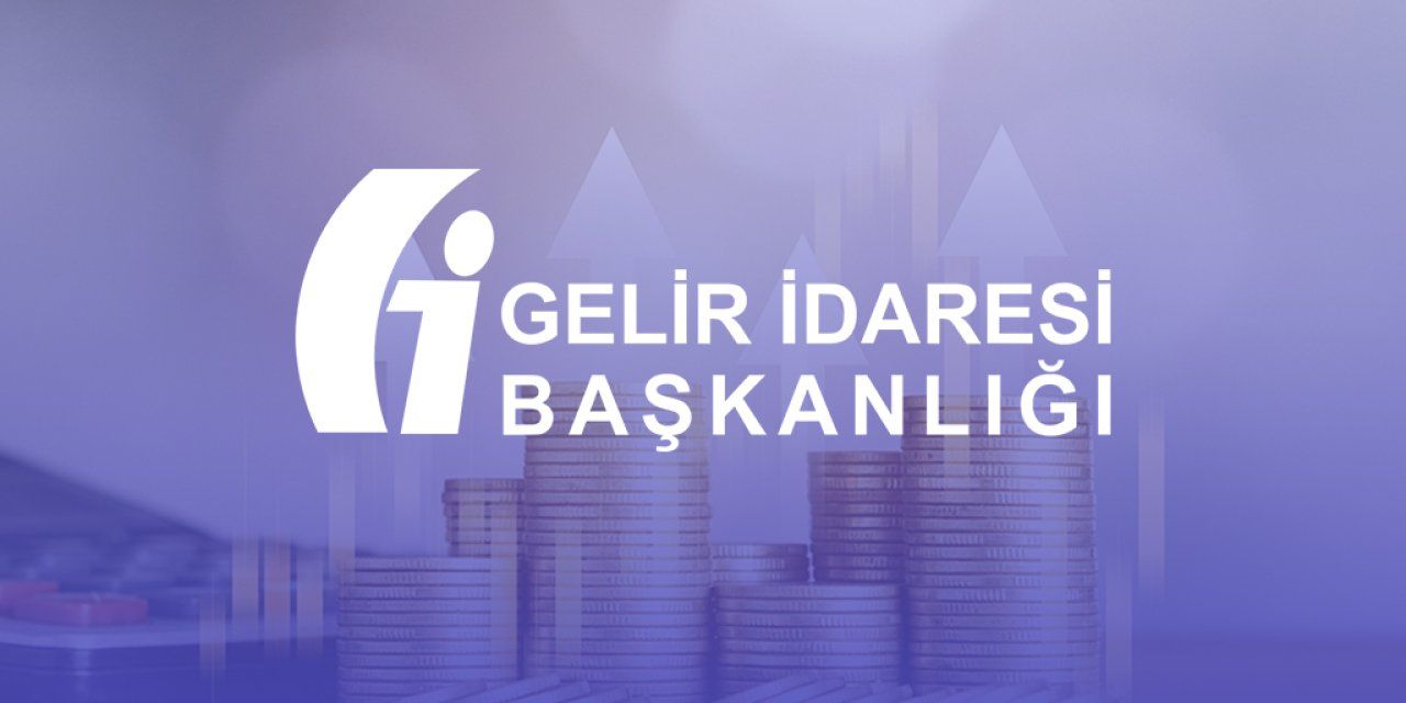 Mor tonlu fonda, üzerinde “Gelir İdaresi Başkanlığı” yazısı ve para sembolleri bulunan kurumsal grafik.