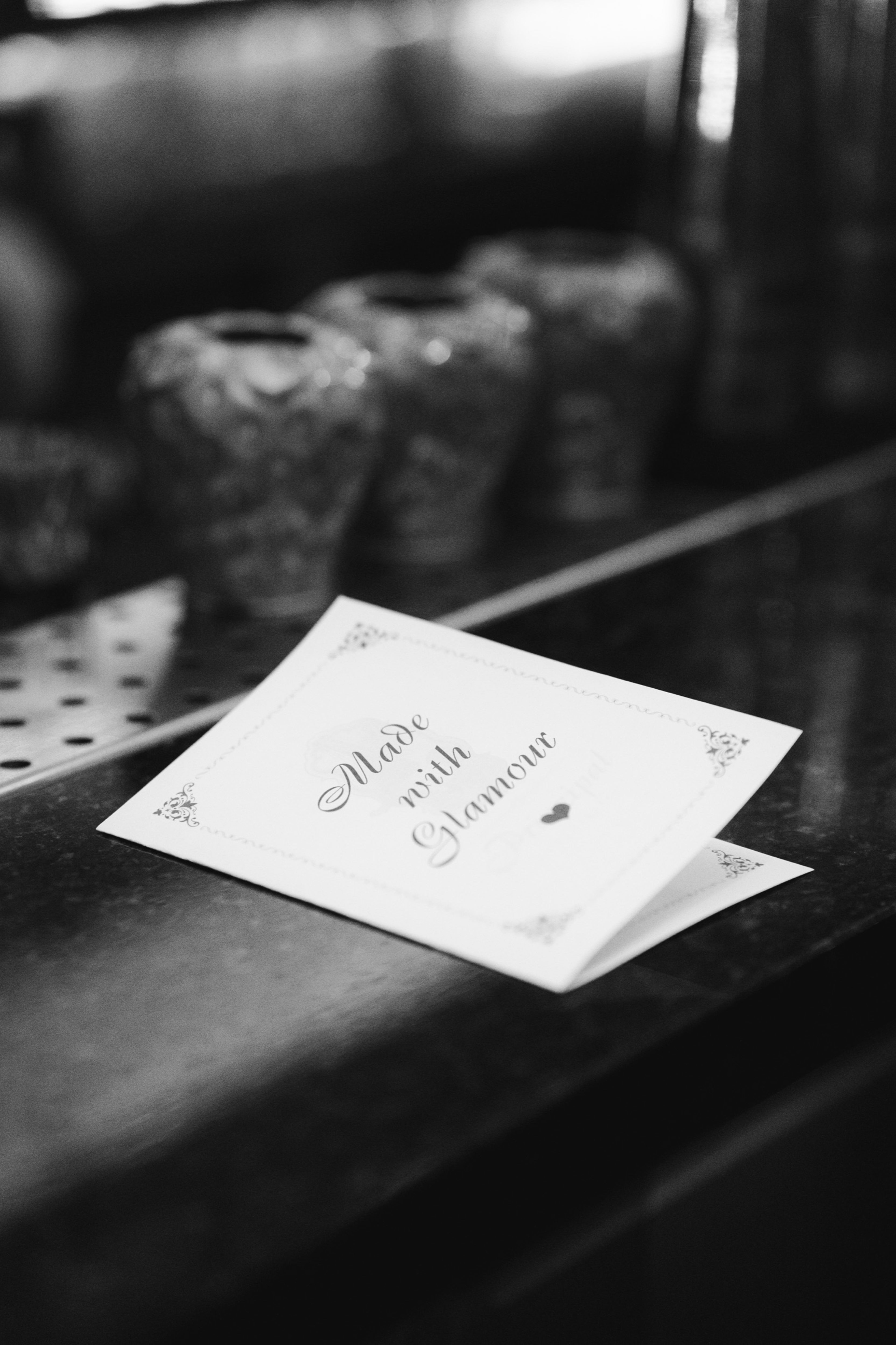 The printed menu at a place setting