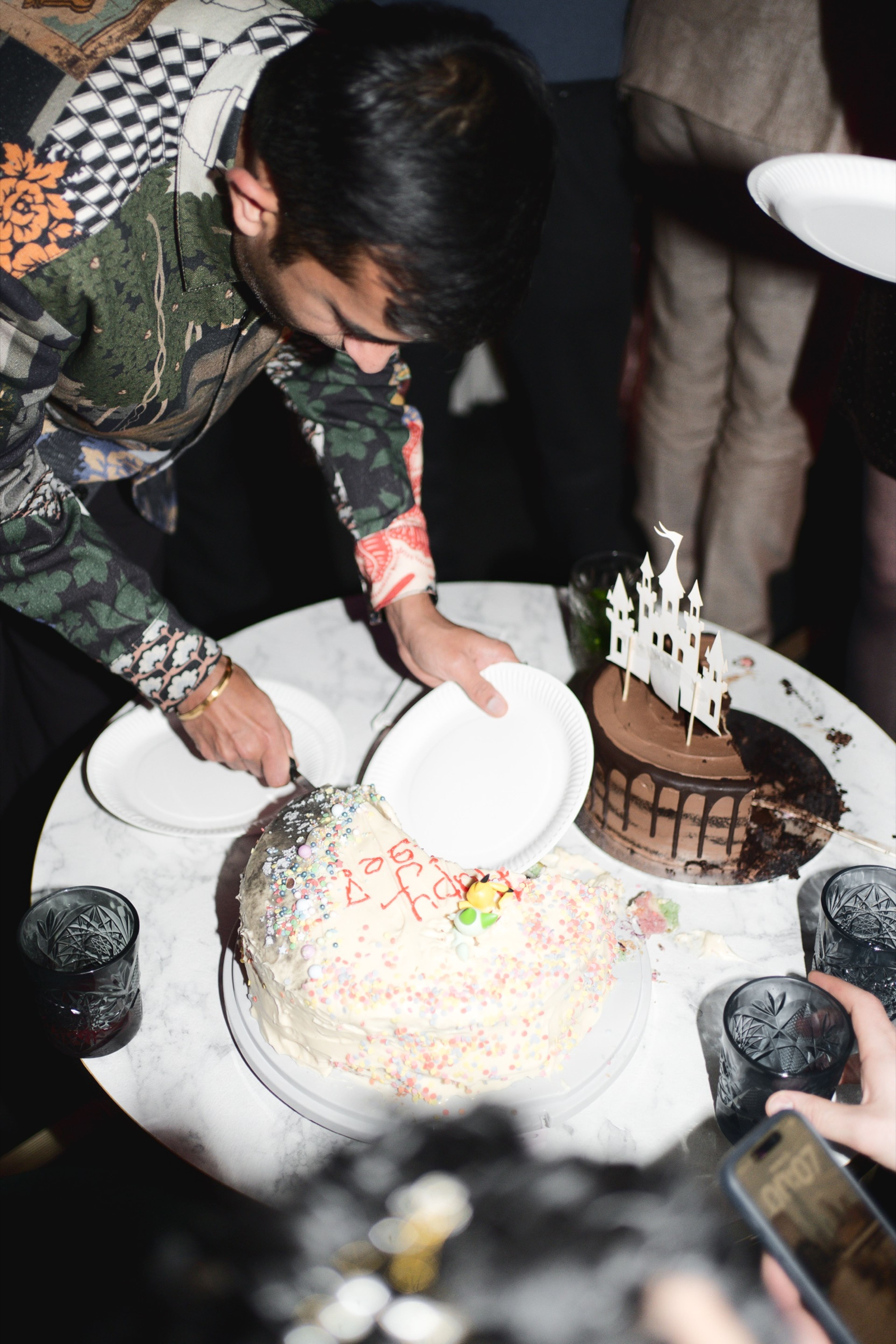 Cutting the cake by candlelight