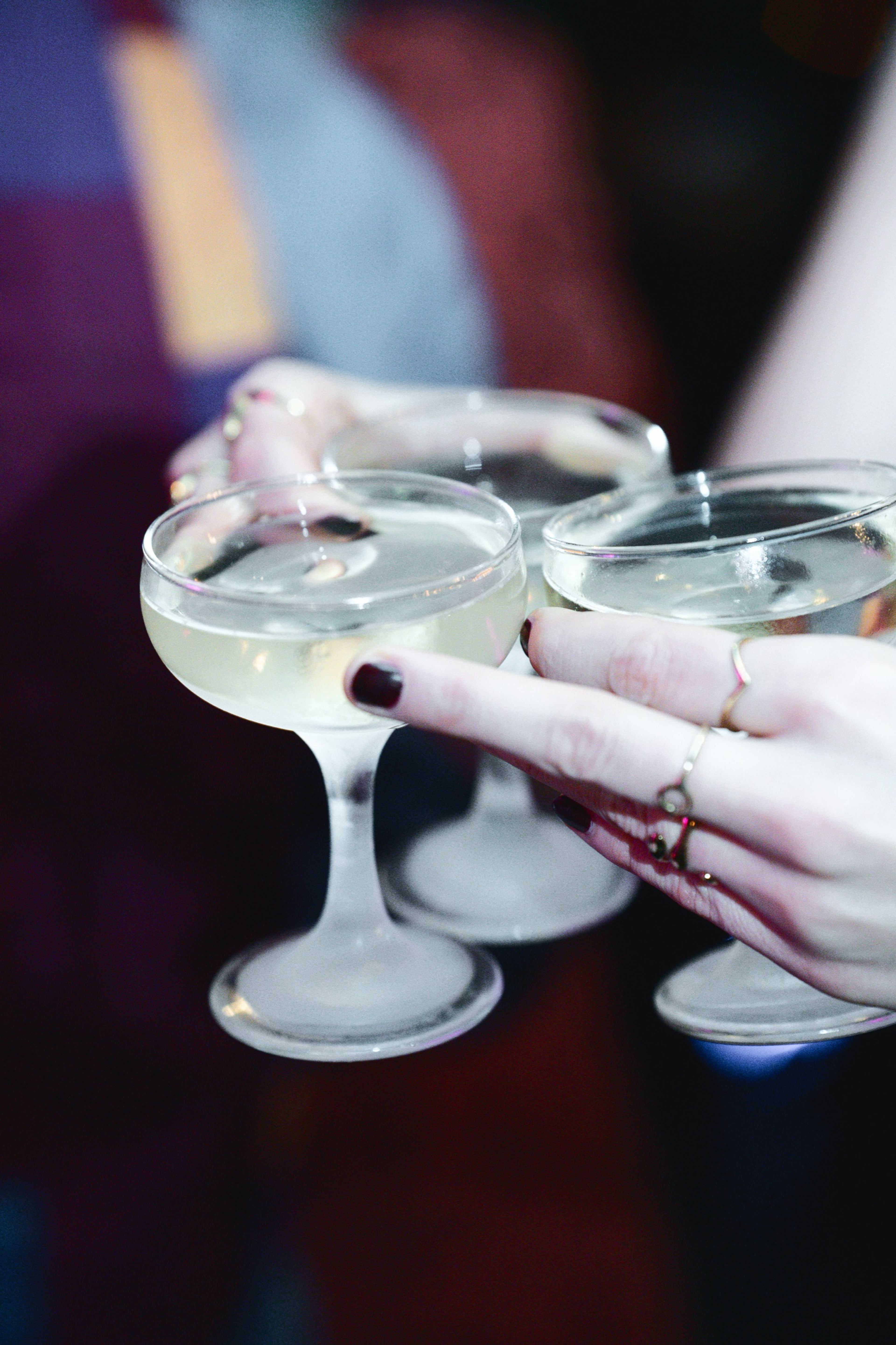 Cocktails on the bar during the reception