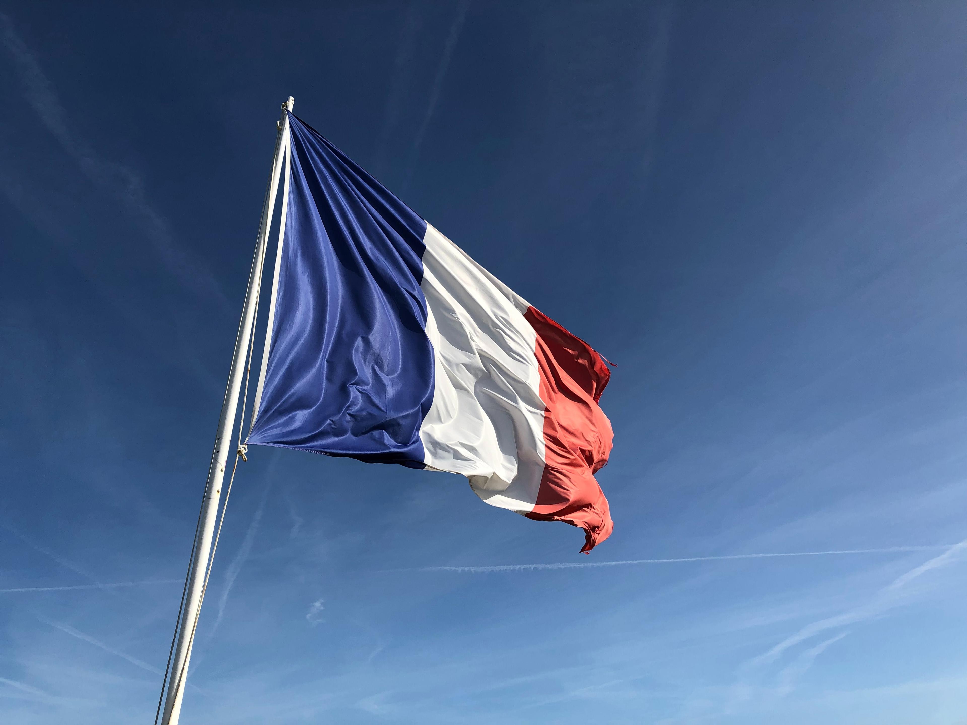 French flag flapping in wind