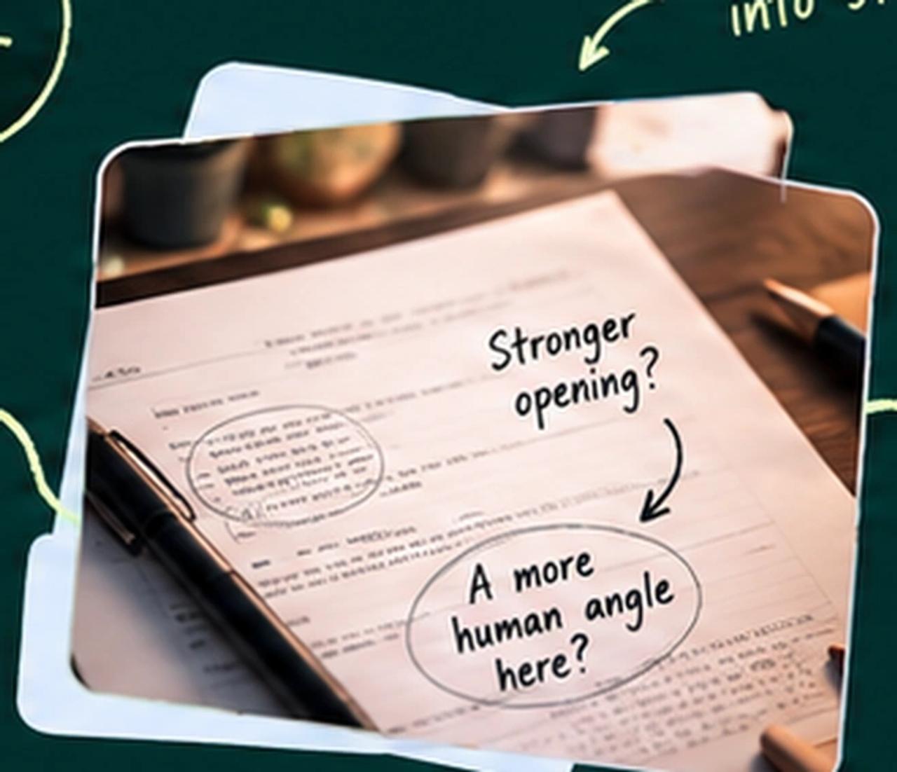 Annotated video script draft and story notes