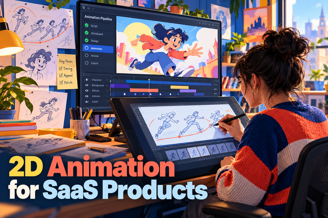 Software interface becoming a clear animated visual story.