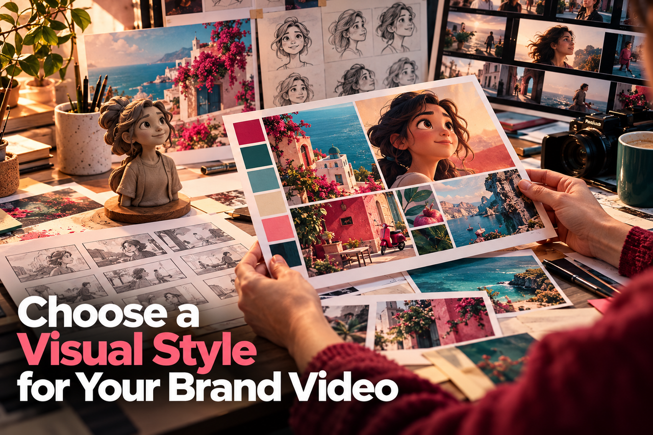 Creative style exploration comparing animation directions for a brand video.