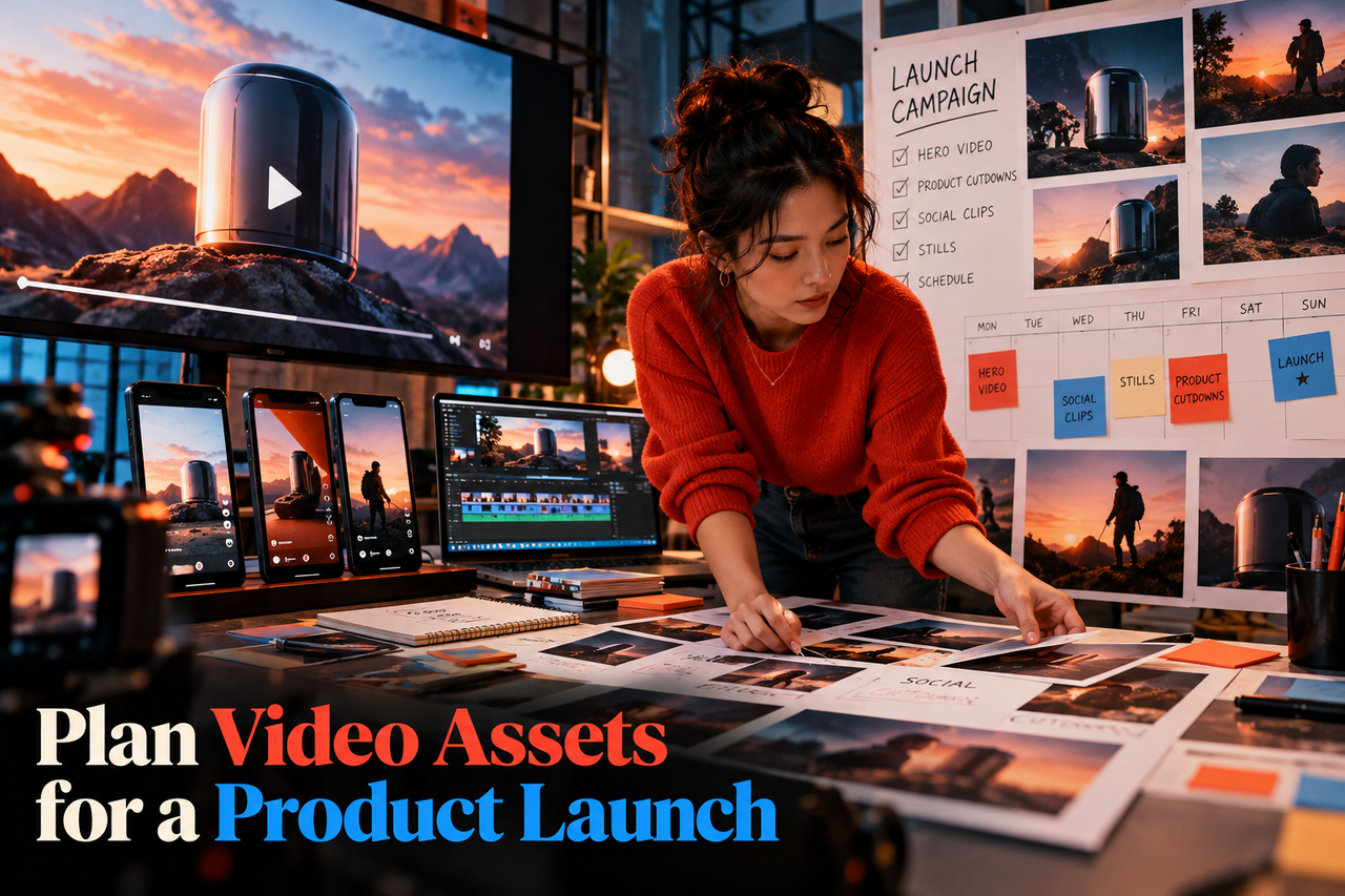 Product launch video planning concept