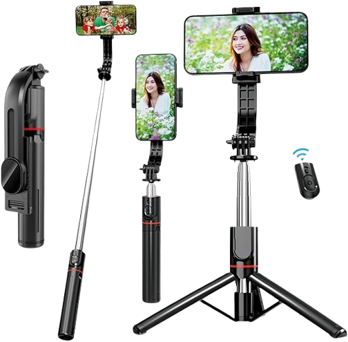 EASERIA Selfie Stick Compatible with iPhone Samsung, Mobile Phone Tripod for Live Streamer
