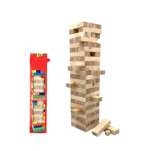 Wooden Block Tower Game 51 Rectangular Stacking Crashing Game Wood