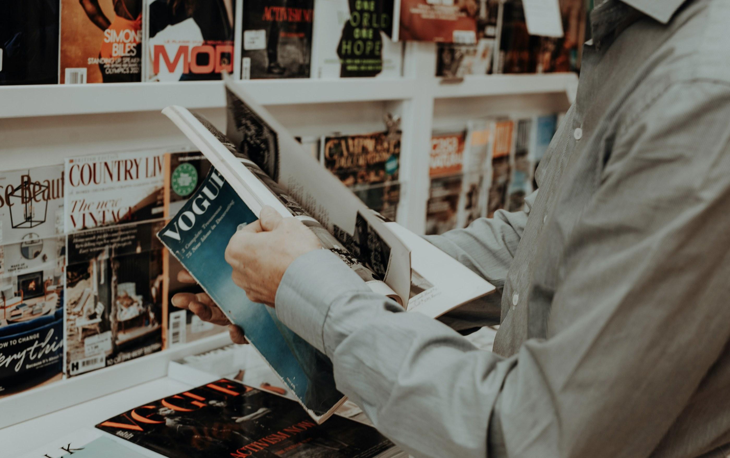 Browsing magazines in a newsagency