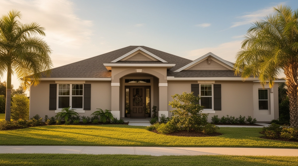 Well-maintained suburban Florida rental home exterior