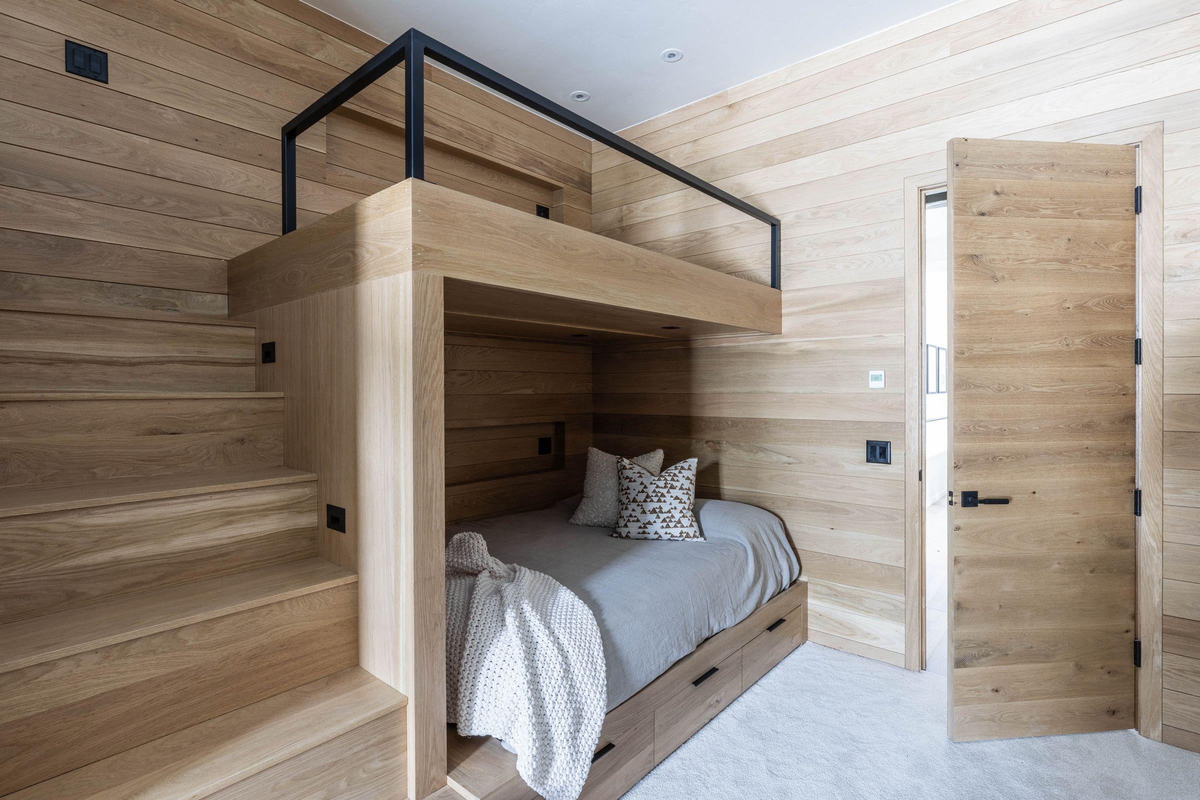 Built-in timber bunk beds in the Highlands residence