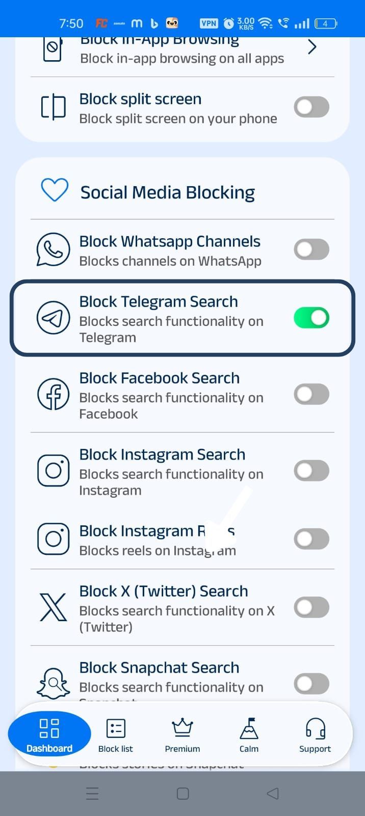 Block Telegram Search