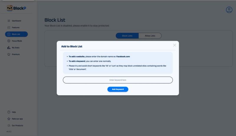 block any website or any keyword 