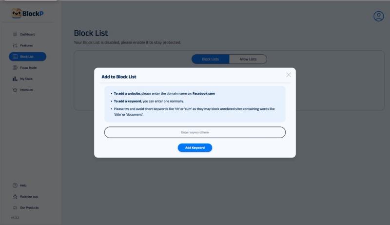 block any website or any keyword