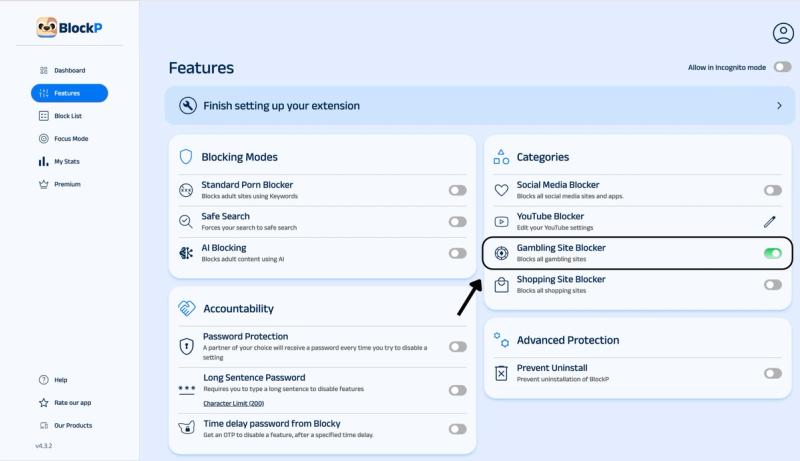 enable gambling site blocker