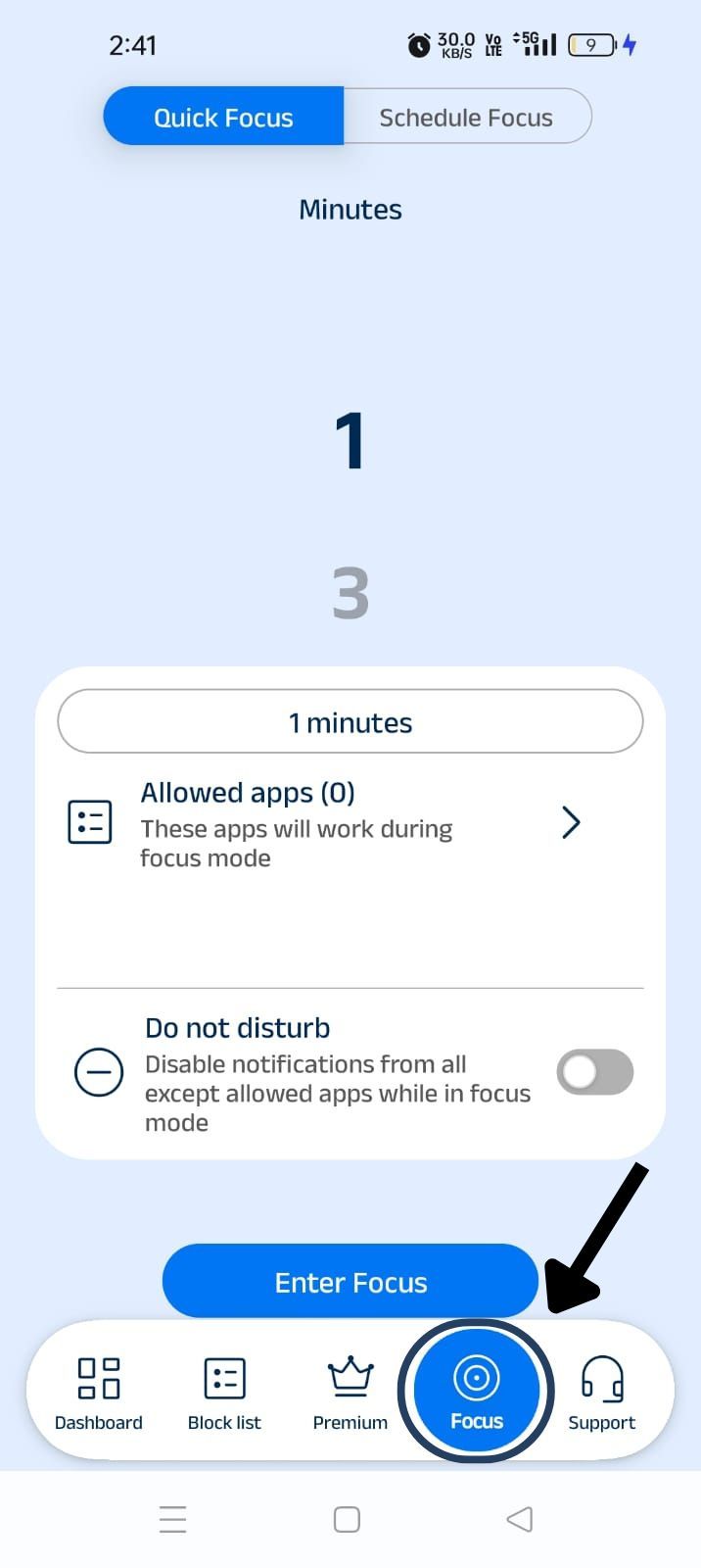 tap focus mode