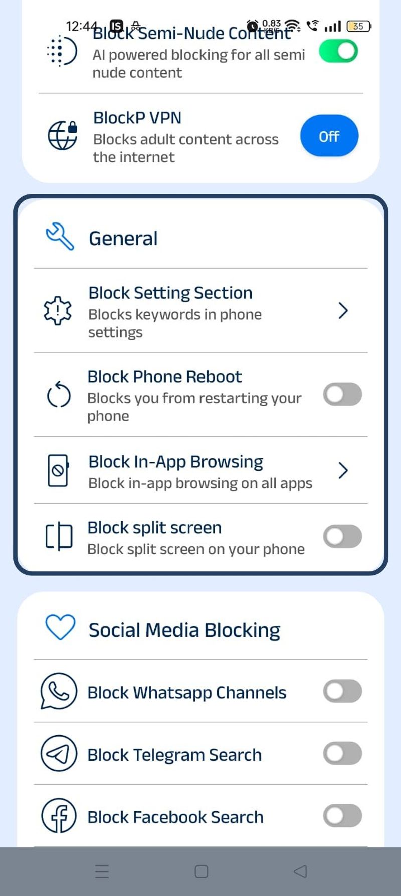 go to general settings