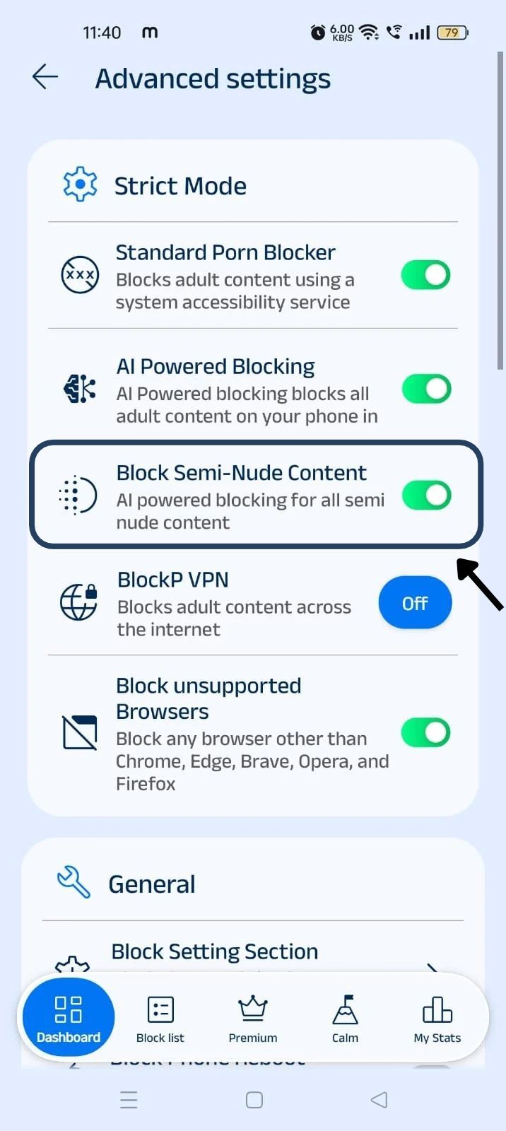 Block Semi-Nude Content