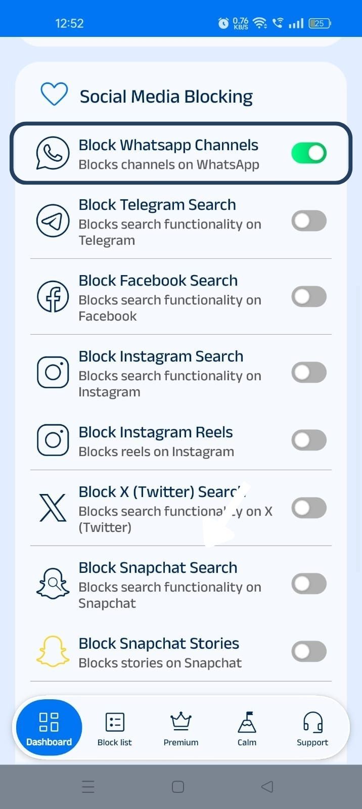 block whatsapp channels