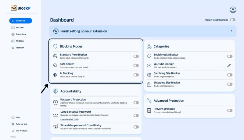 go to blocking modes section