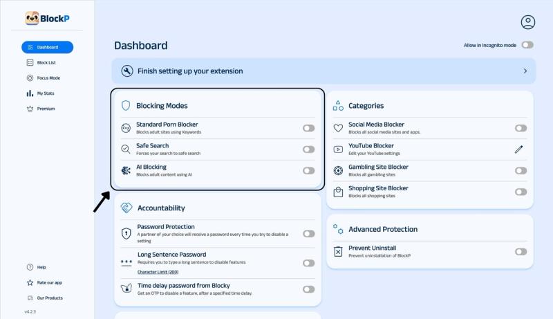 go to blocking modes section