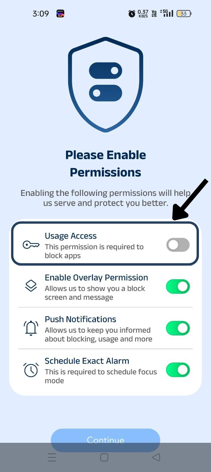 click on enable usage access button
