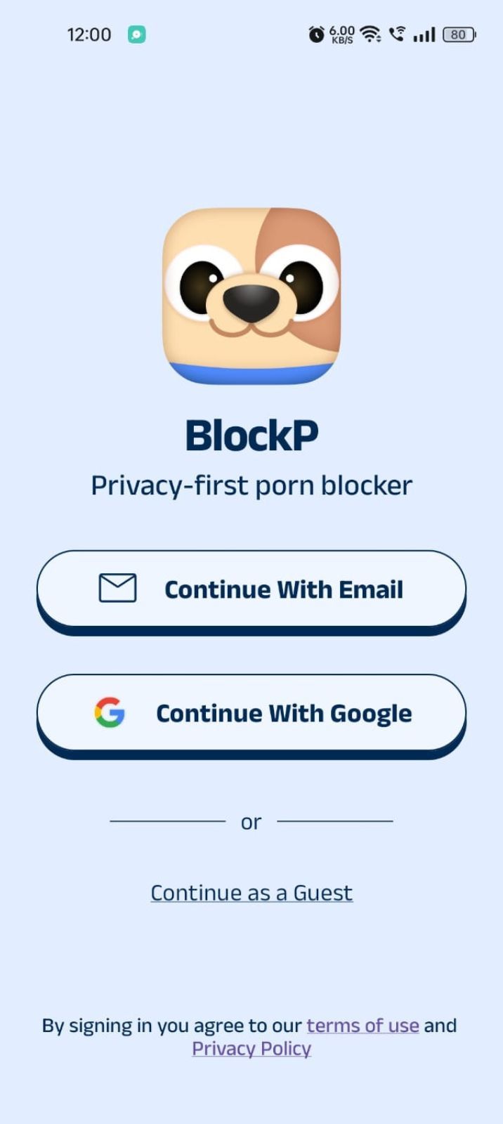 Regístrate en la aplicación blockP en Android.
