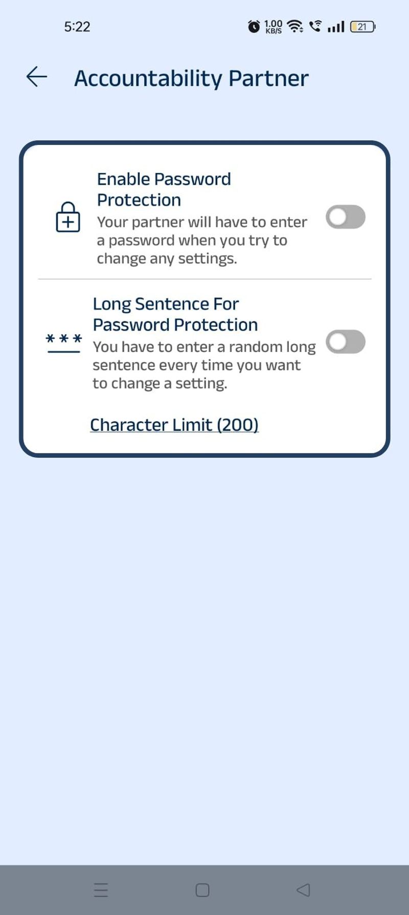 accountability partner has 2 options