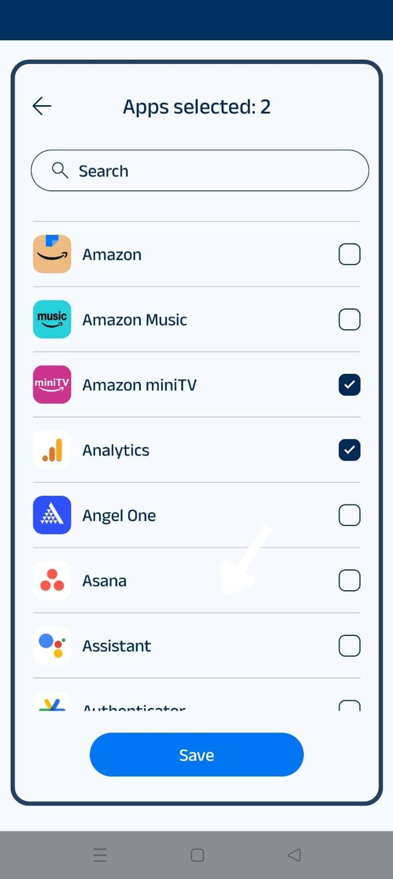 select the apps to block