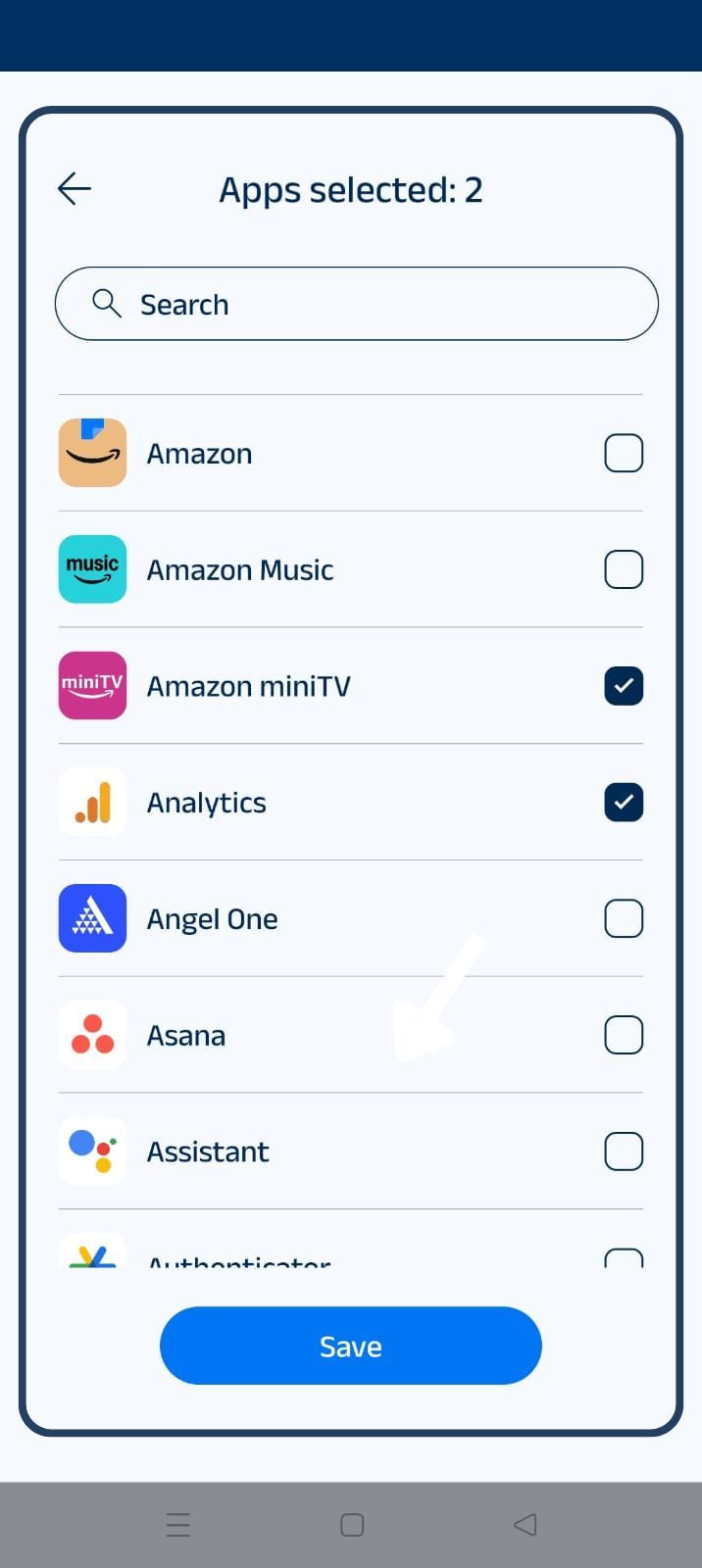 select the apps to block