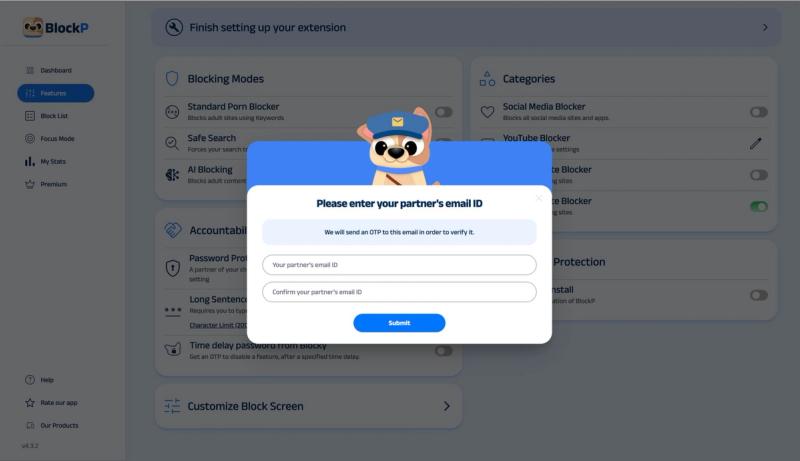 enter your partner’s email ID