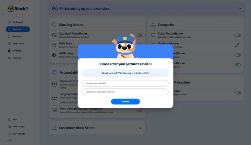 enter your partner’s email ID