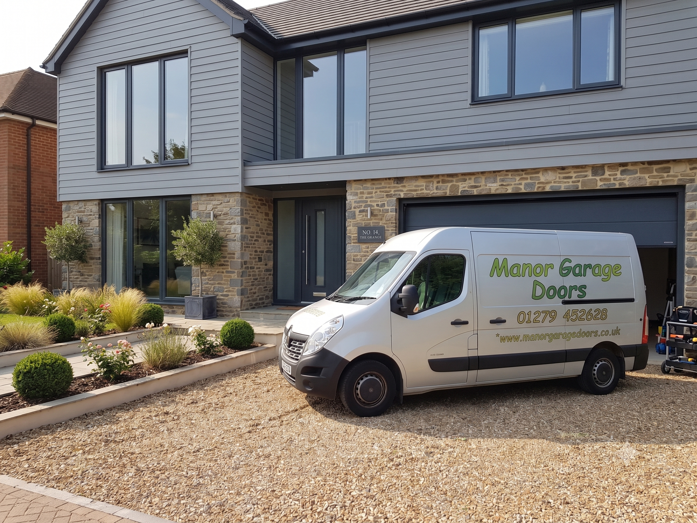 The Manor Garage Doors team and van
