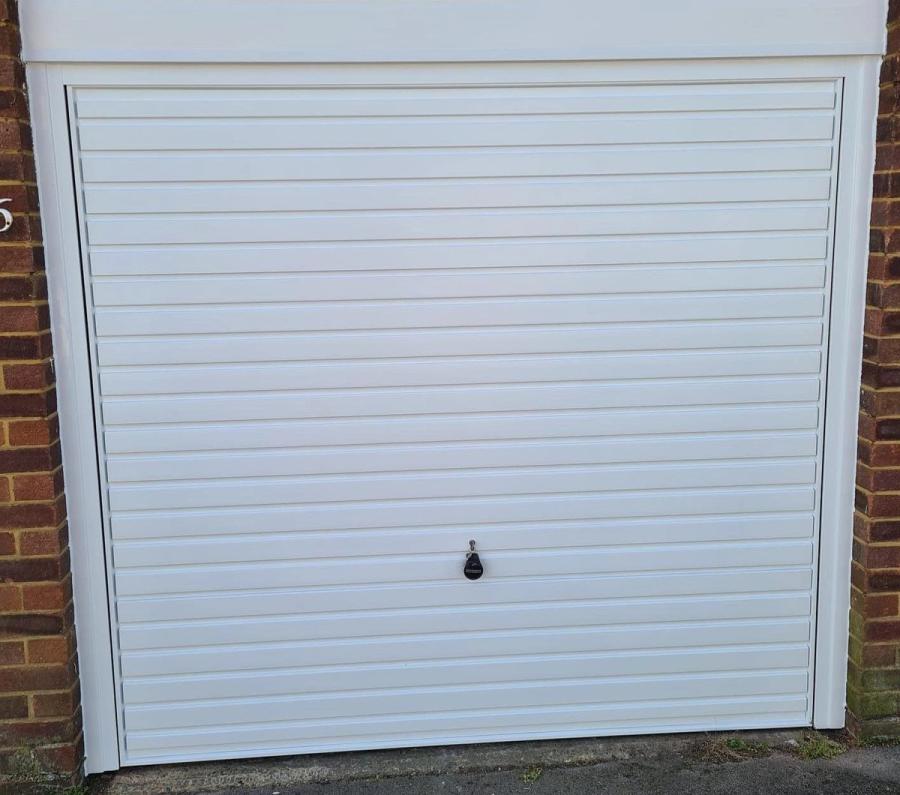 White up-and-over garage door