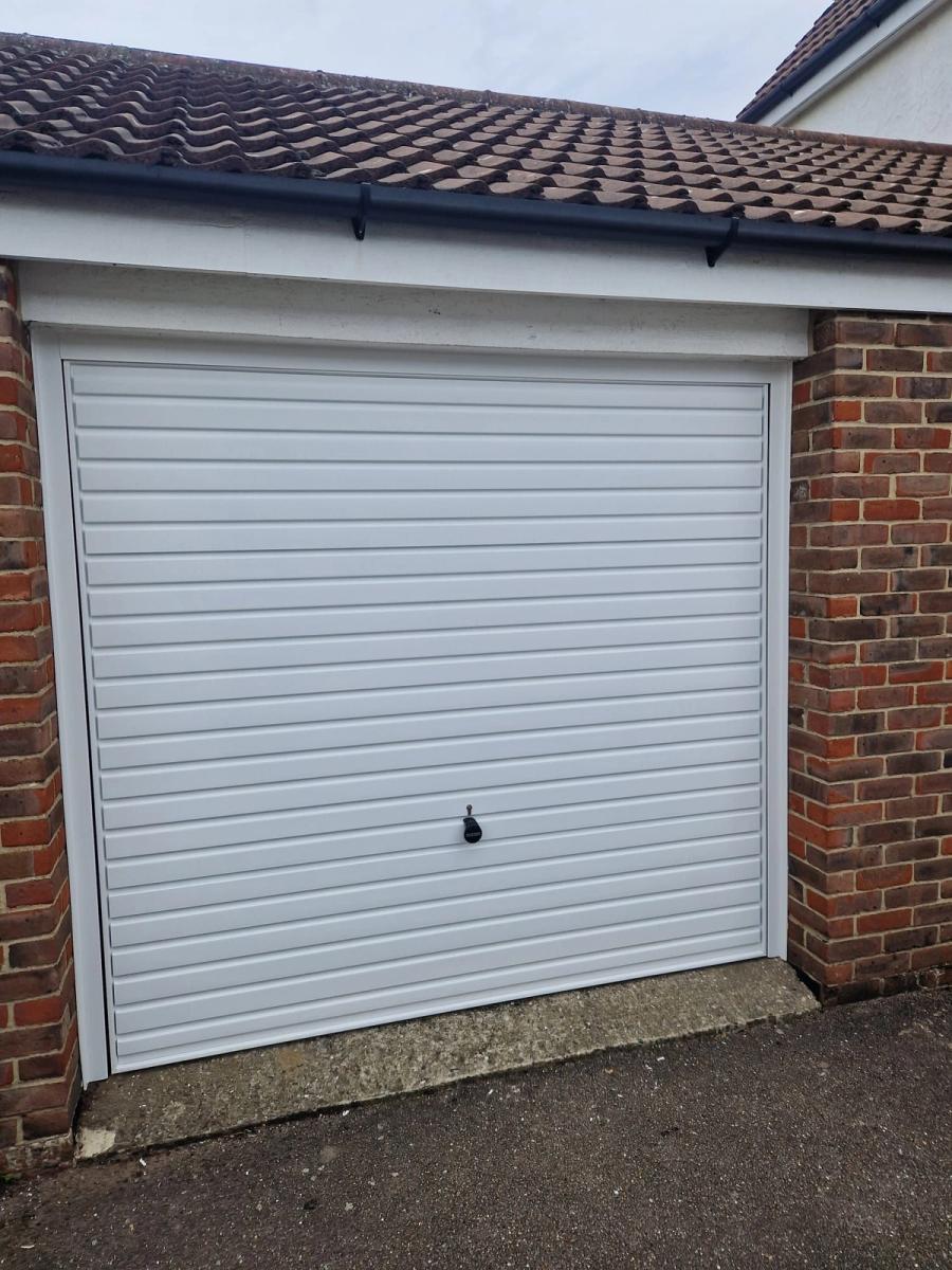 White up-and-over garage door