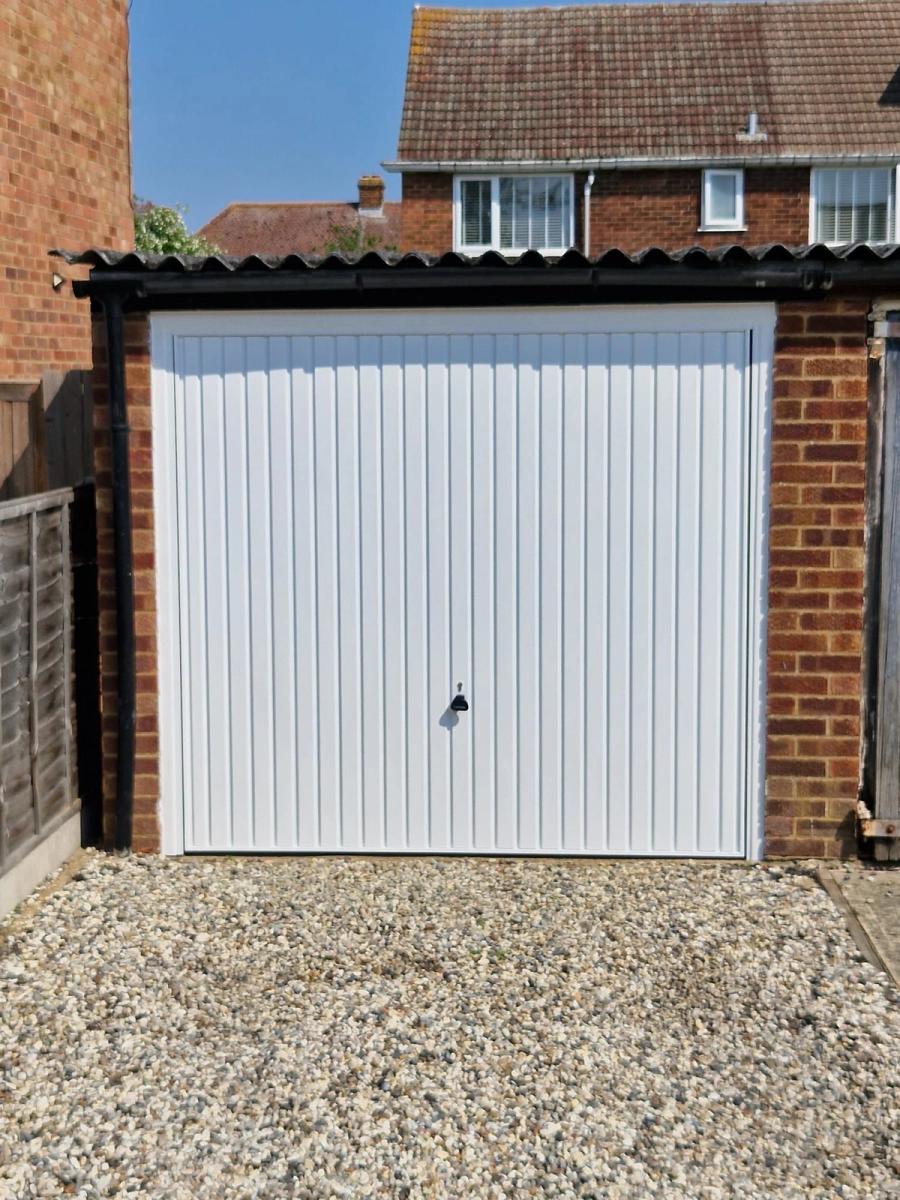 White up-and-over garage door