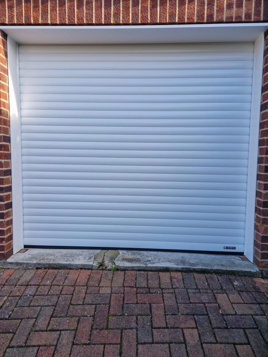 White roller garage door