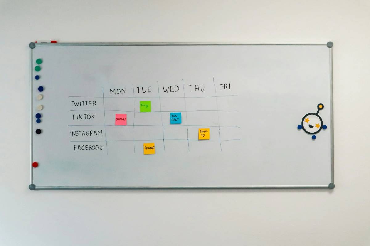 a white board with a bunch of stickers on it