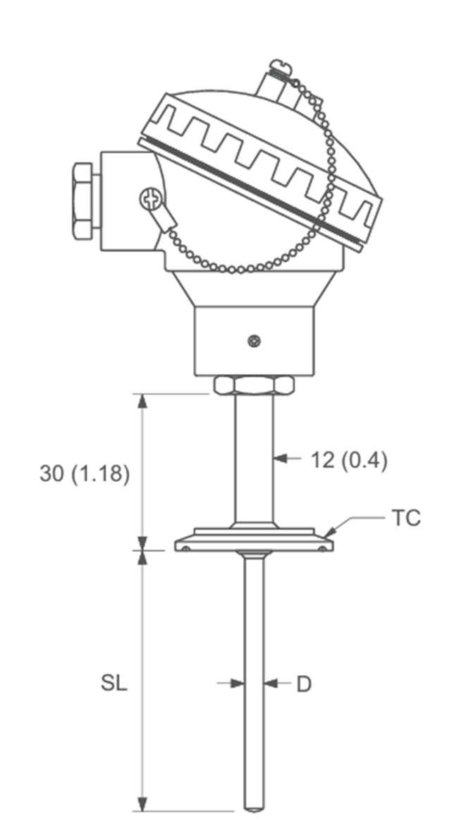 Sanitary RTD Construction Drawing with Tri-Clover