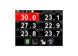6 Channel Handheld Temperature Data Logger with Touch Screen