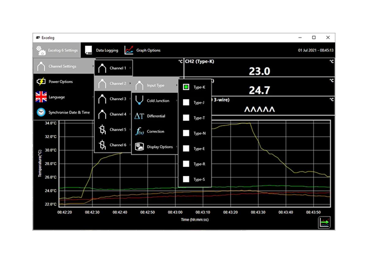 6 Channel Handheld Temperature Data Logger with Touch Screen