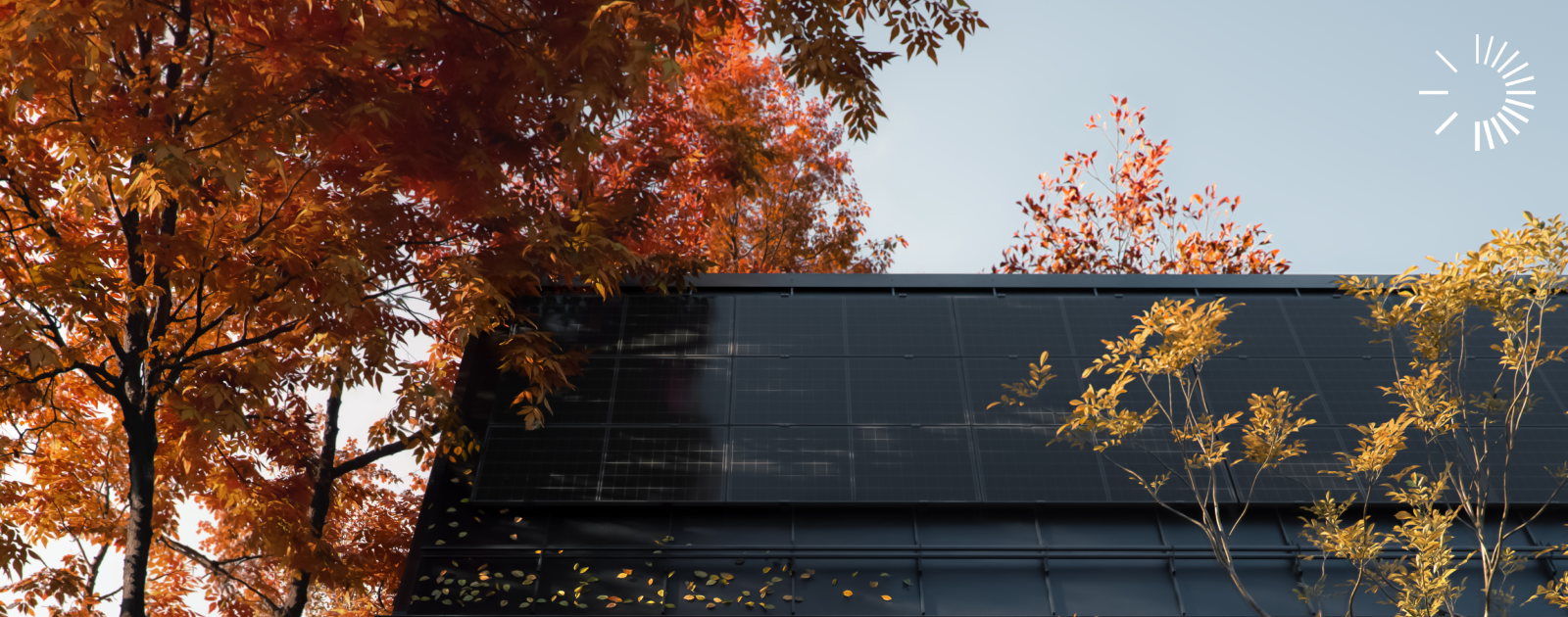 Solar panels on the roof in foliage weather