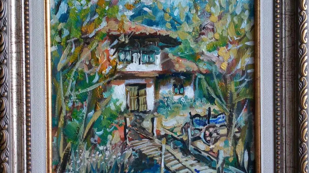 Peinture à l'huile - maison de campagne se niche au cœur d'un écrin de verdure. | Painting | Sofia | Ad gallery (SEO) | 3