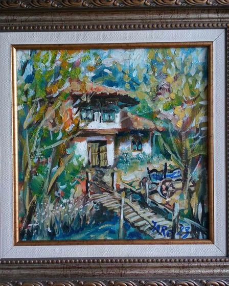 Peinture à l'huile - maison de campagne se niche au cœur d'un écrin de verdure. | Painting | Sofia | 1