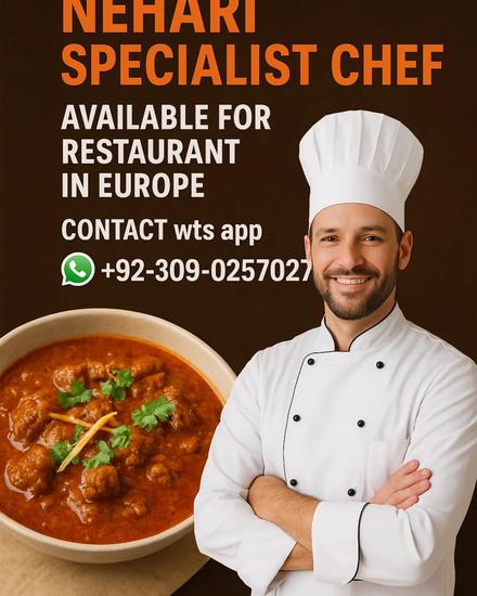 Nehari Specialist Chef urgently available for Pakistani Restaurant in UK and Europe. | Tourism, hotels, restaurants | London | 1