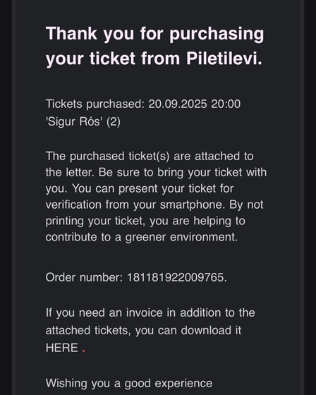 2 tickets to the Sigur Ros Concert on the 20th of September | Concerts | Tallinn | 1