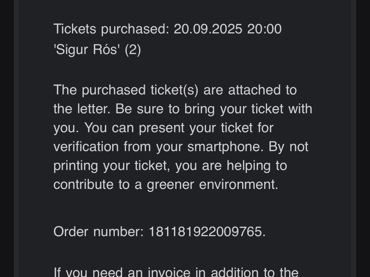 2 tickets to the Sigur Ros Concert on the 20th of September | Concerts | Tallinn | Ad gallery (SEO) | 2