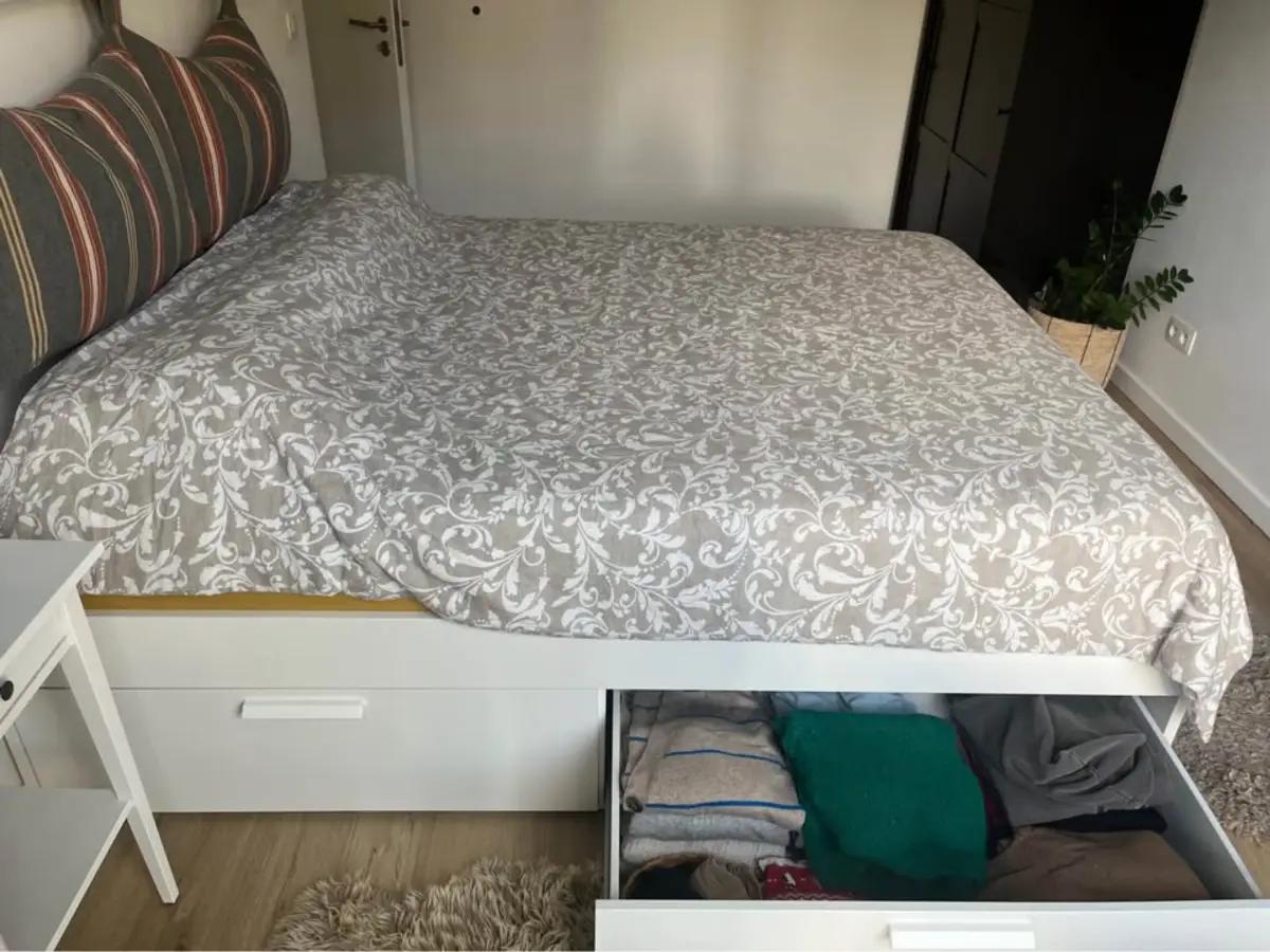 Bed frame with storage, white, 160x200cm | Beds | Brussels | 4