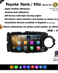Toyota Yaris 2012-16 CARPLAY Android Auto HD Screen Head Unit GPS Stereo LCD Panel V7