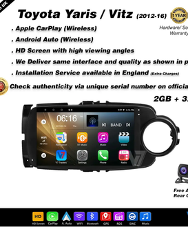 Toyota Yaris 2012-16 CARPLAY Android Auto HD Screen Head Unit GPS Stereo LCD Panel V7